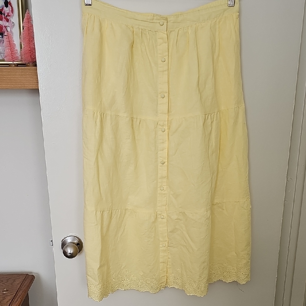 Laura Ashley Light Yellow Midi Skirt